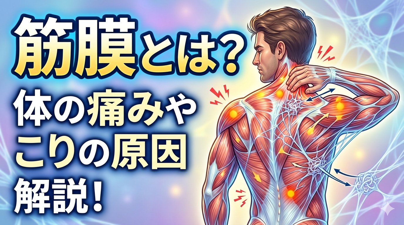 筋膜とは何か、痛みやこりが起こる原因を筋膜の視点から解説したイメージ
