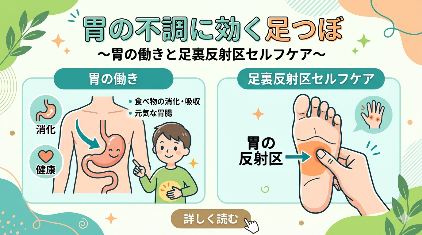 胃の不調に効く足つぼを解説｜胃の働きを整える足裏反射区セルフケア