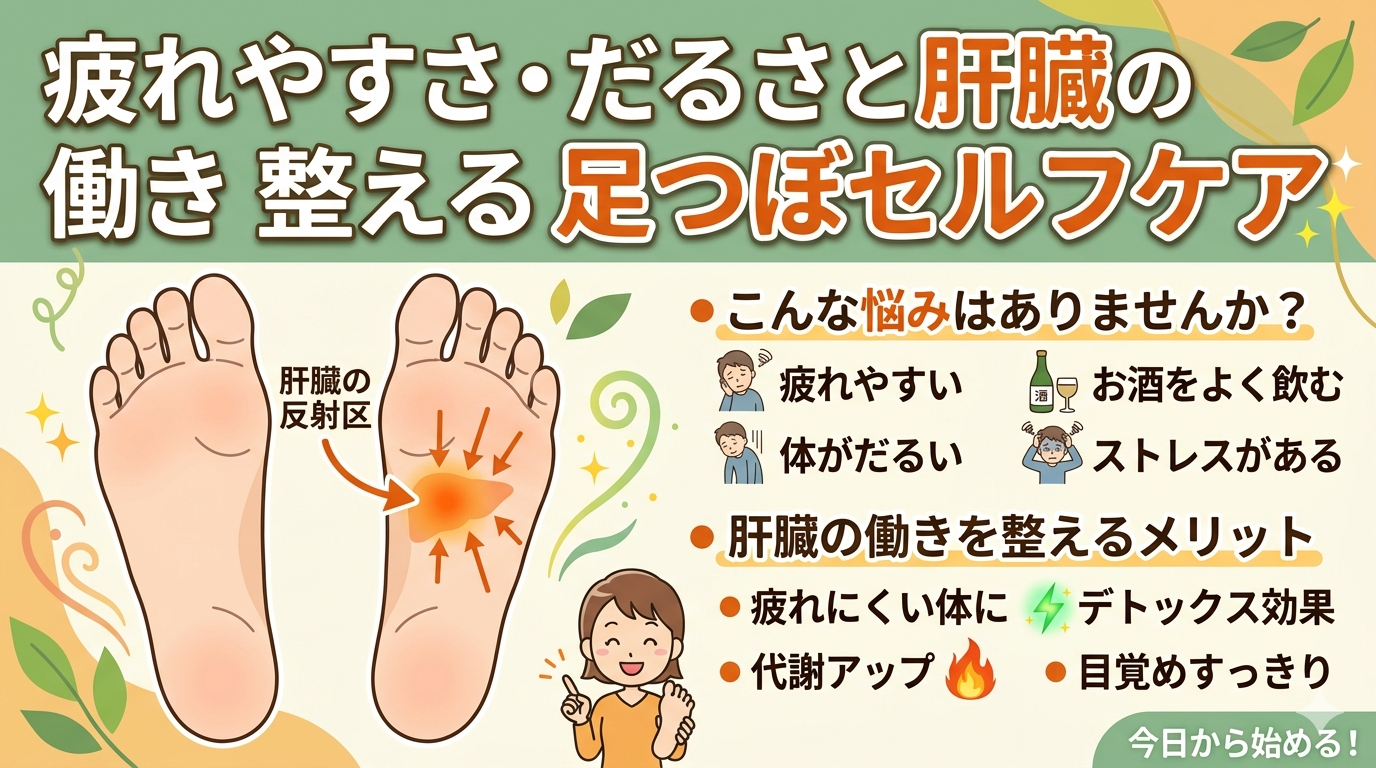 肝臓の働きを整える足つぼを解説｜疲れやすさやだるさの改善に役立つ足裏反射区セルフケア