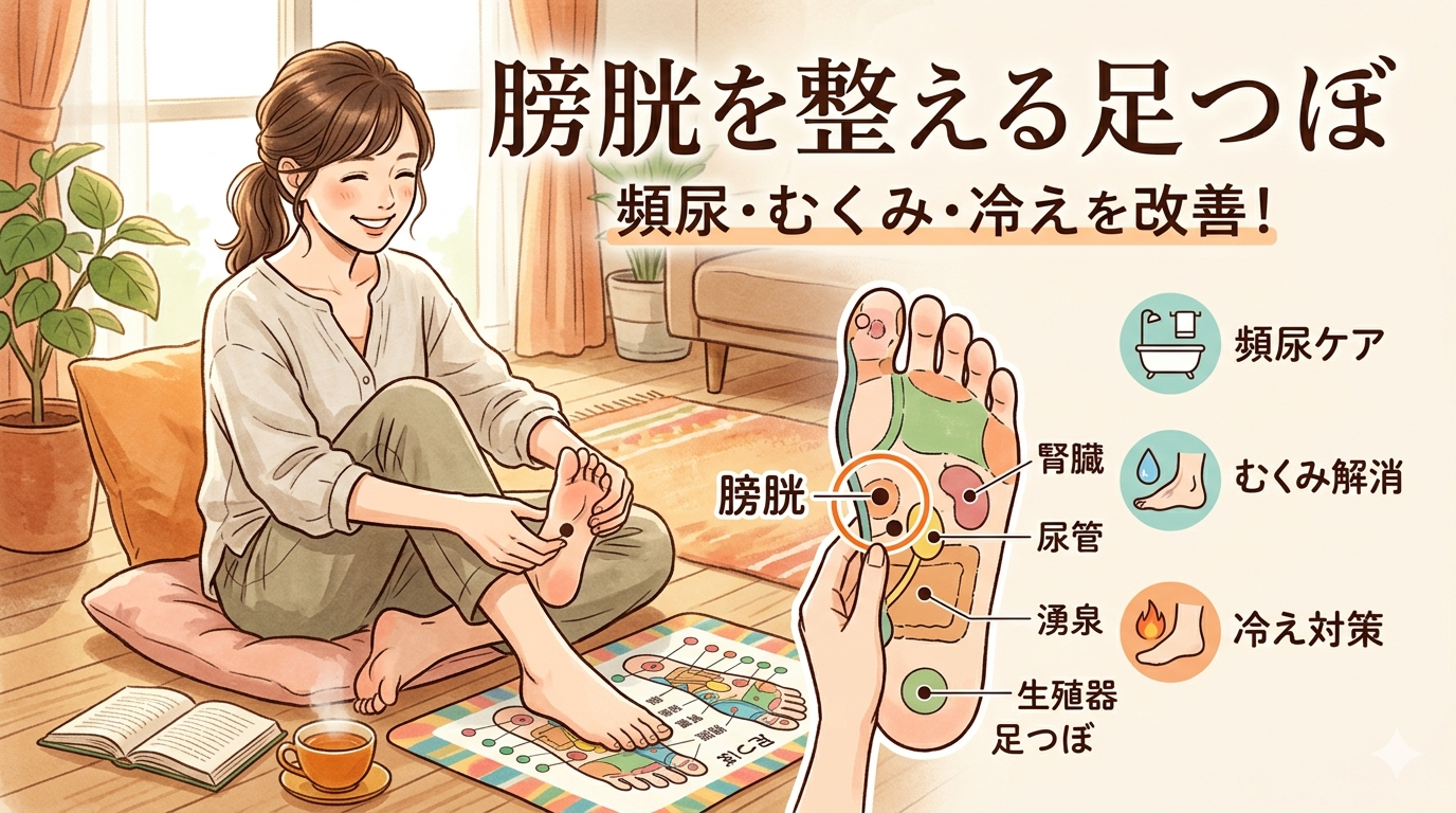 膀胱の働きを整える足つぼを解説｜頻尿・むくみ・冷えの改善に役立つ足裏反射区セルフケア