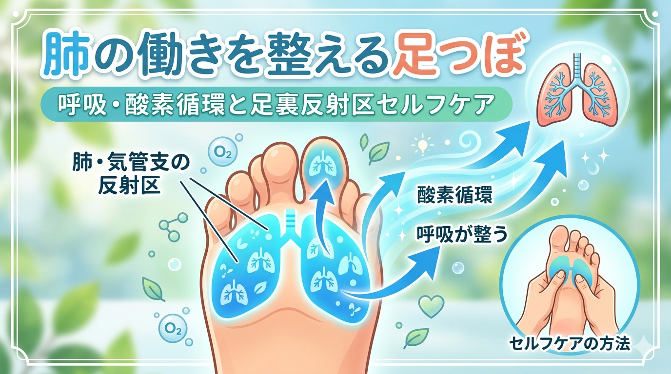 肺の働きを整える足つぼを解説｜呼吸機能や酸素循環をサポートする足裏反射区セルフケア