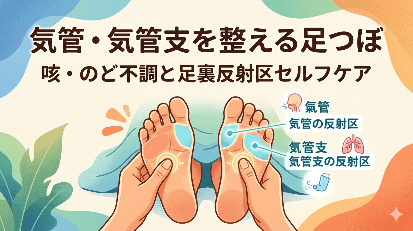 気管・気管支の働きを整える足つぼを解説｜咳やのどの不調の改善に役立つ足裏反射区セルフケア