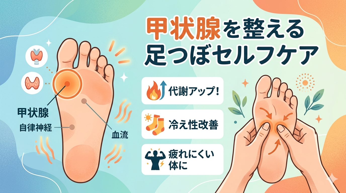 甲状腺の働きを整える足つぼを解説｜代謝アップや冷え・疲れやすさの改善に役立つ足裏反射区セルフケア